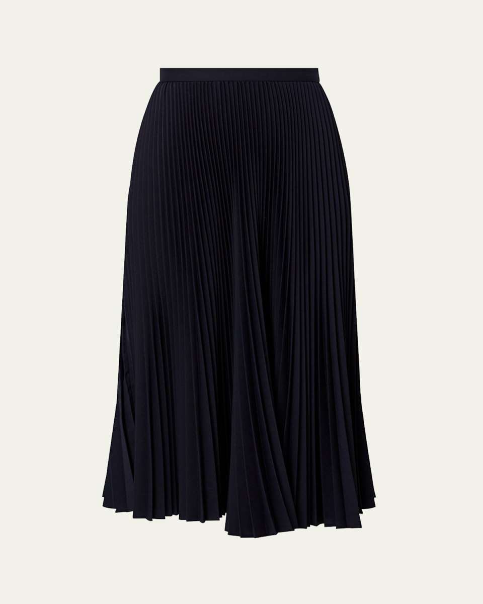 Pleated Wool Midi Skirt